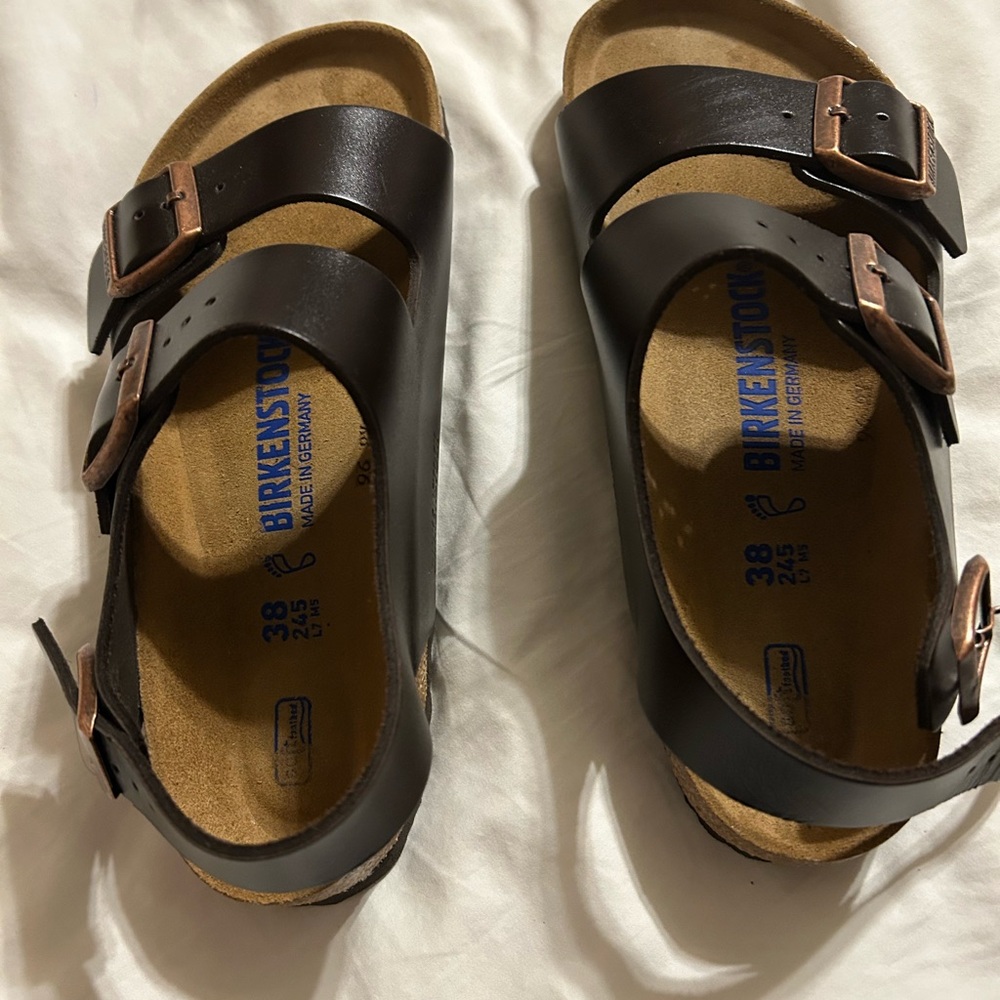 Birkenstock Dark Brown Leather Sandals
